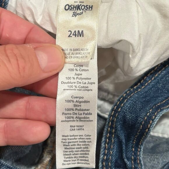 Oshkosh Toddler Girls 24M Denim Tulle Overall Dress Gold Sparkle Polka Dots - Picture 4 of 4